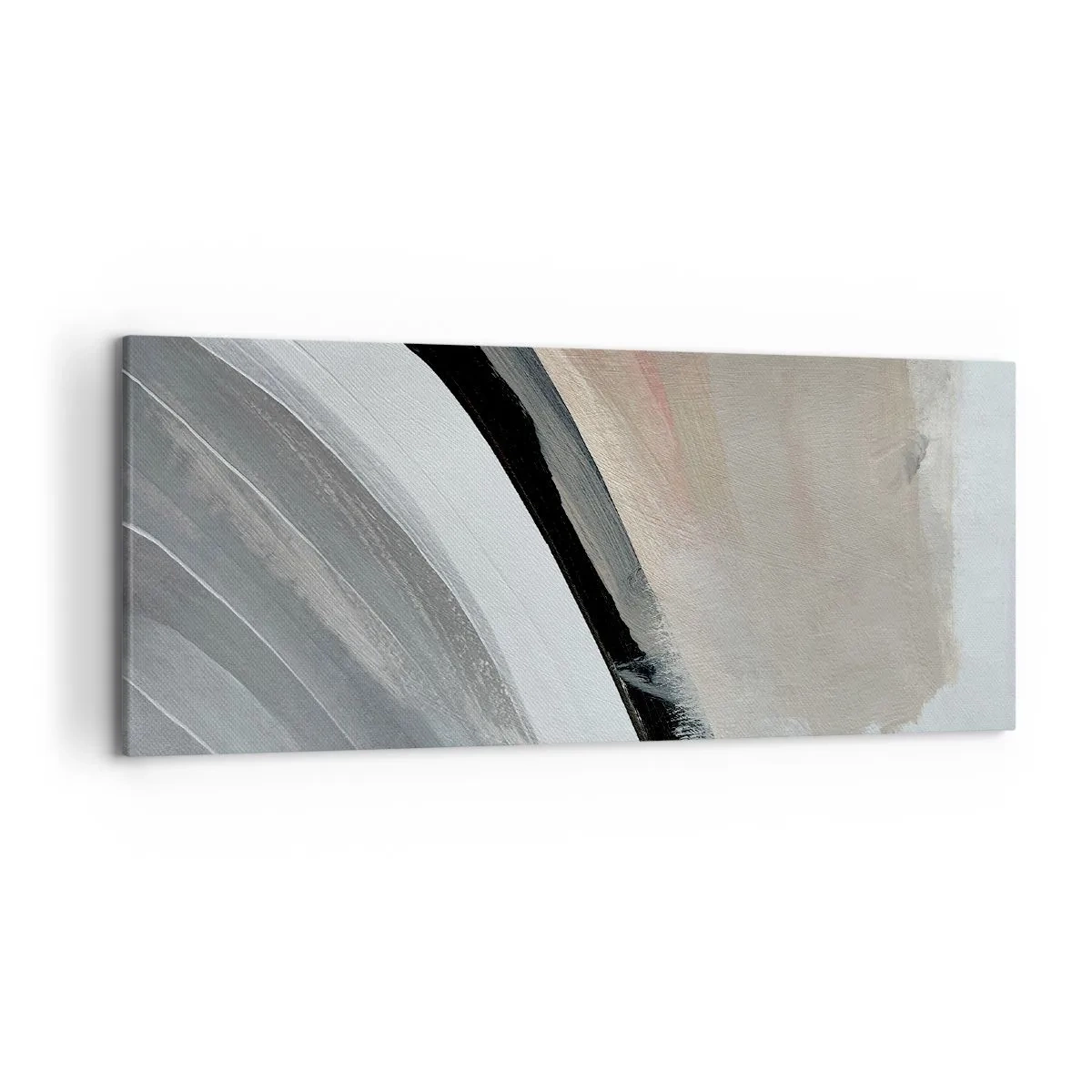 Impression sur toile - Image sur toile - Arche abstraite dans les tons de noir, gris et beige - 120x50cm - Composition : arc de noir et gris - Décoration murale moderne pour le salon et la chambre ARTTOR