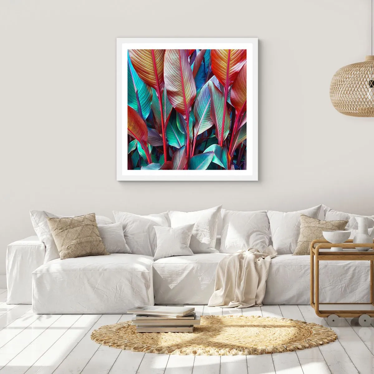 Affiche dans un cadre blanc - Poster - Un fourré coloré - 60x60 cm
