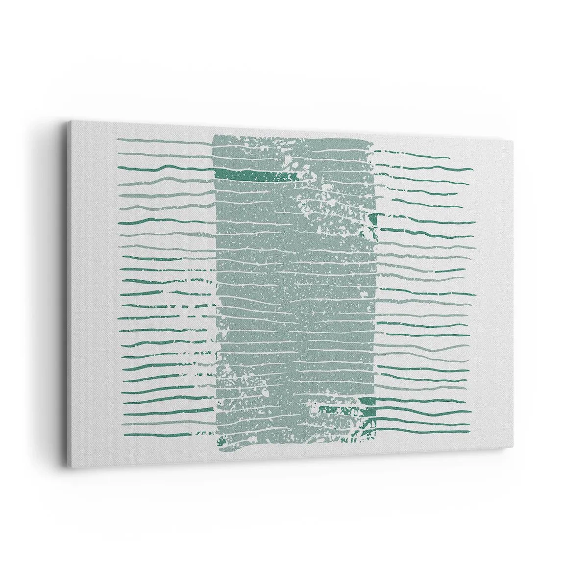 Impression sur toile - Image sur toile - Motif géométrique dans les tons vert mer et blanc - 120x80cm - Abstraction de la mer - Décoration murale moderne pour le salon et la chambre ARTTOR