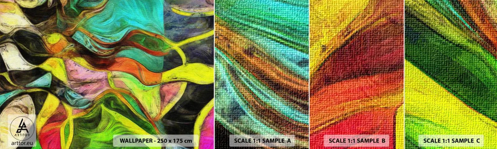 Échantillon de Papier Peint Autocollant Deluxe Sticker - Le mouvement c'est la vie - Abstraction, Morceau, Peinture - 100x30 cm