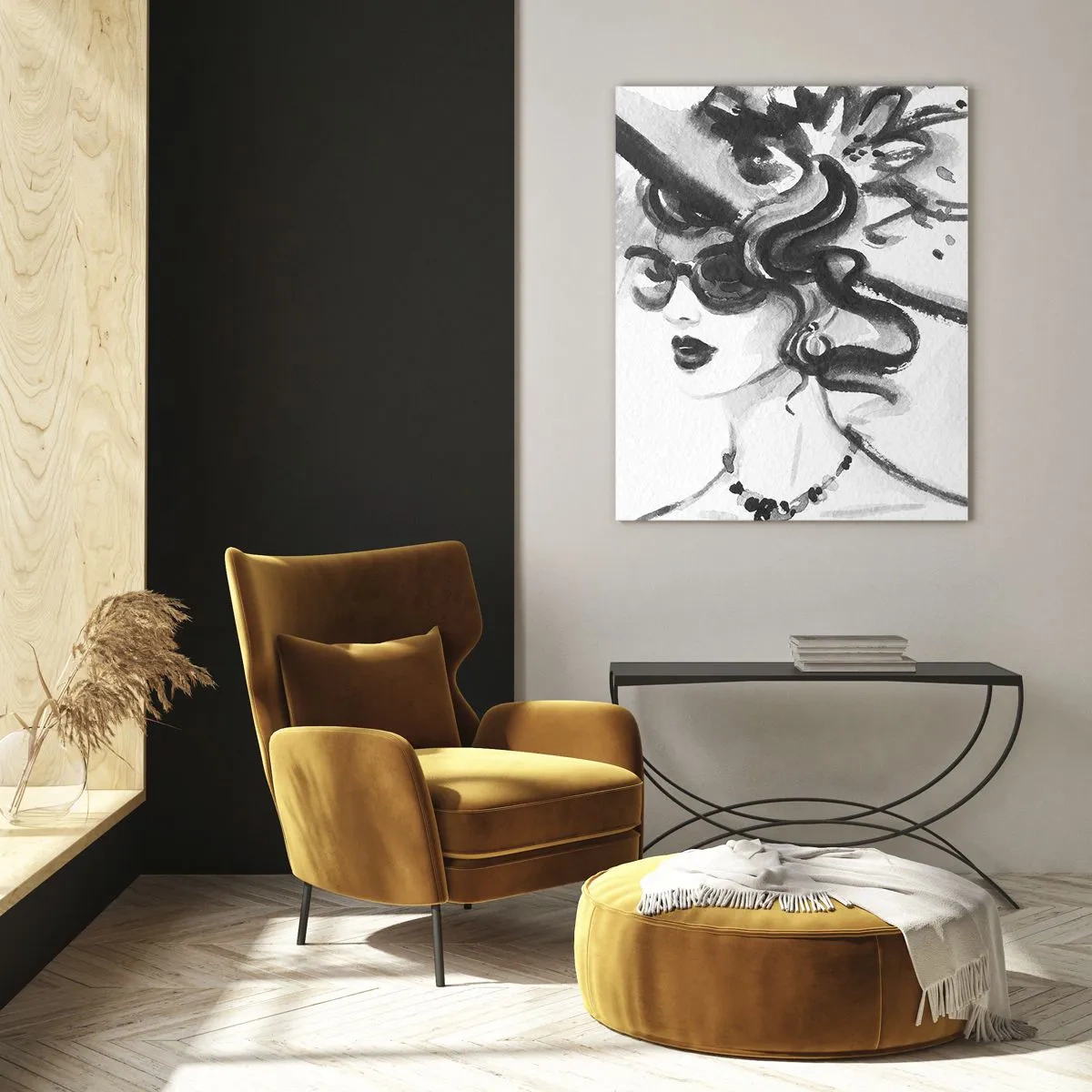 Impression sur verre - Image sur verre - Portrait en noir et blanc d'une femme portant un chapeau - 50x70cm - Une dame de caractère - Décoration murale moderne pour le salon et la chambre ARTTOR