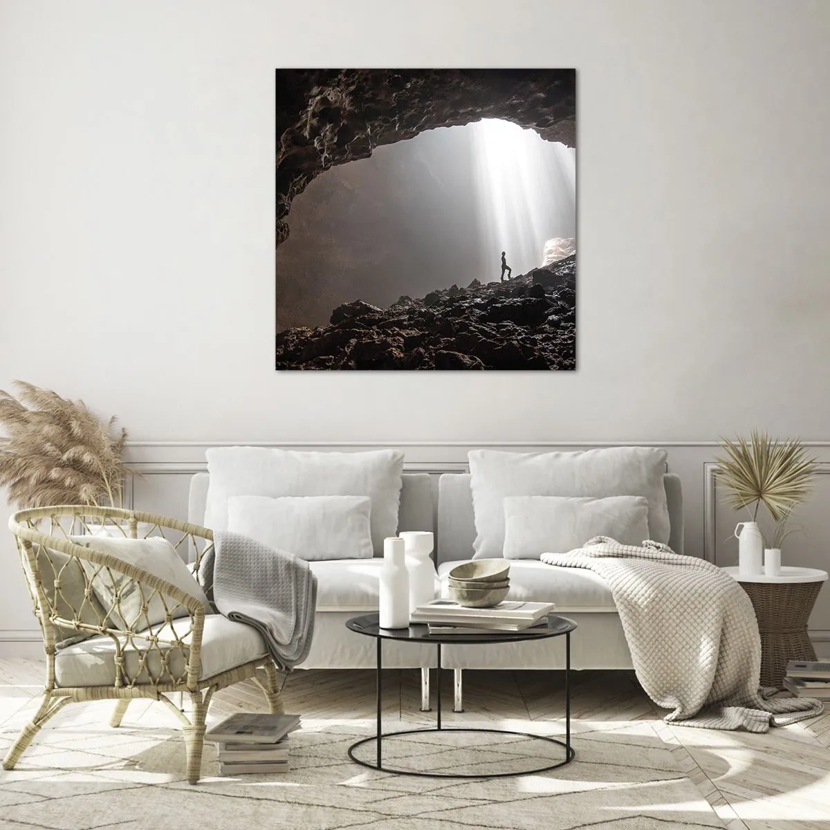 Impression sur verre - Image sur verre - Grotte lumineuse - 70x70 cm