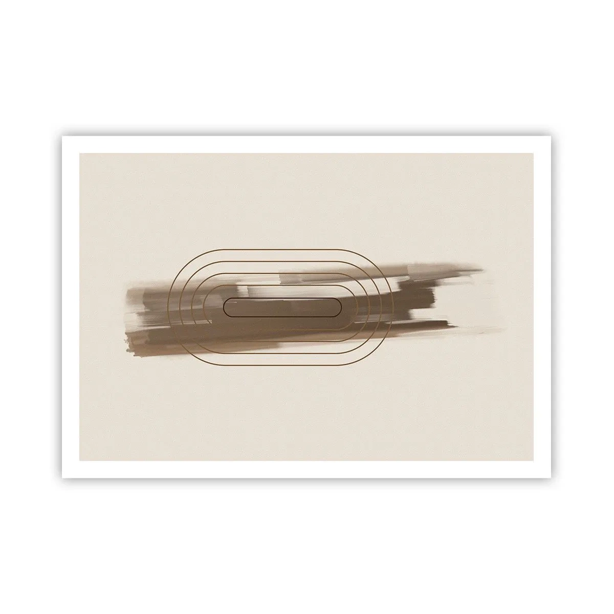 Affiche - Poster - Une composition minimaliste dans les tons beige et gris avec un motif géométrique - 100x70cm - Parfum de gris - Décoration murale moderne pour le salon et la chambre ARTTOR