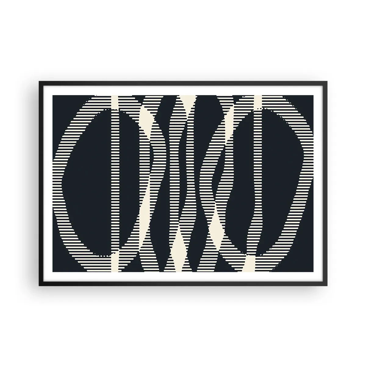 Affiche dans un cadre noir - Poster - Lignes géométriques dans des tons clairs sur un fond sombre - 100x70cm - Une tentative de briser l'obscurité - Décoration murale moderne pour le salon et la chambre ARTTOR