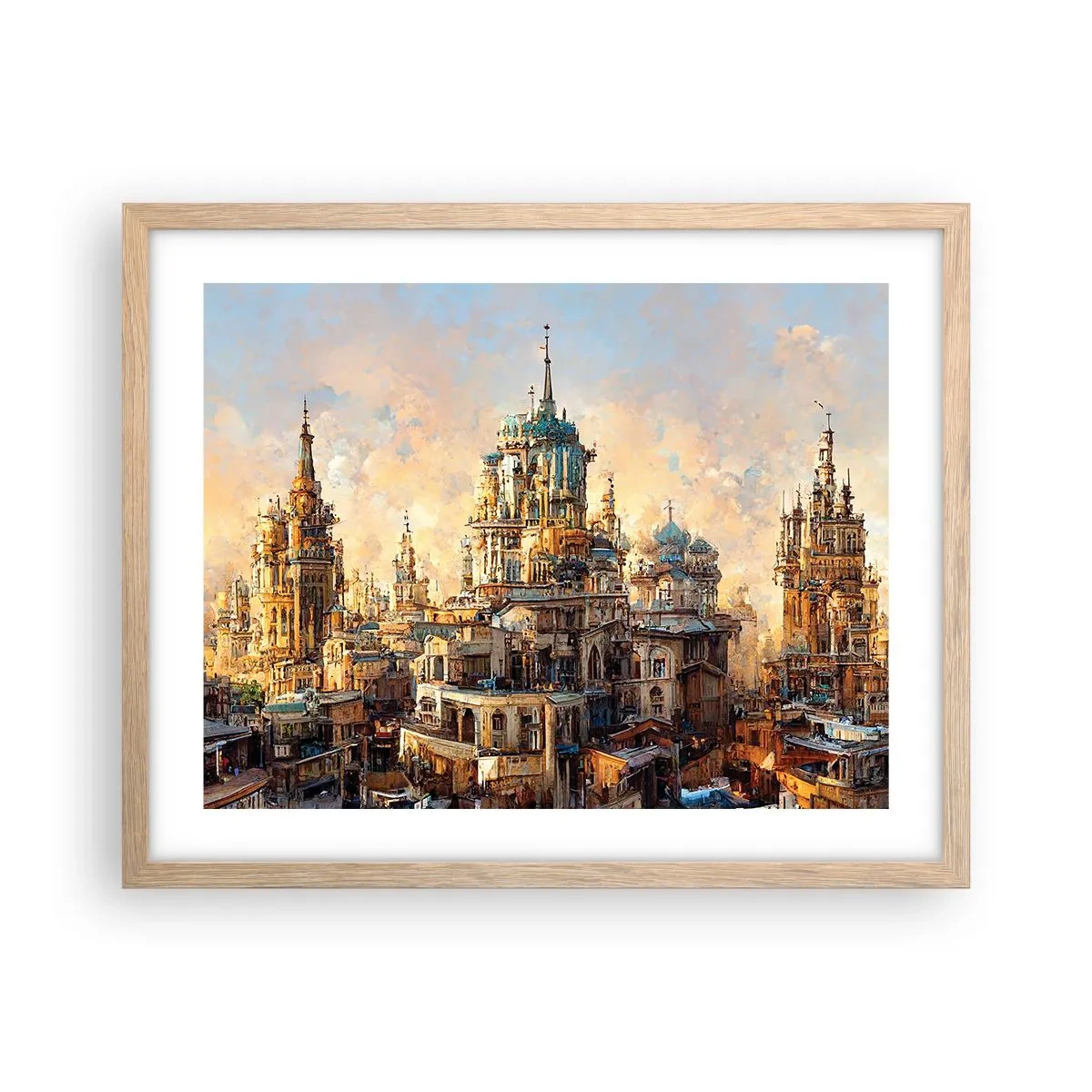 Affiche dans un chêne clair - Poster - Ville des villes - 50x40 cm