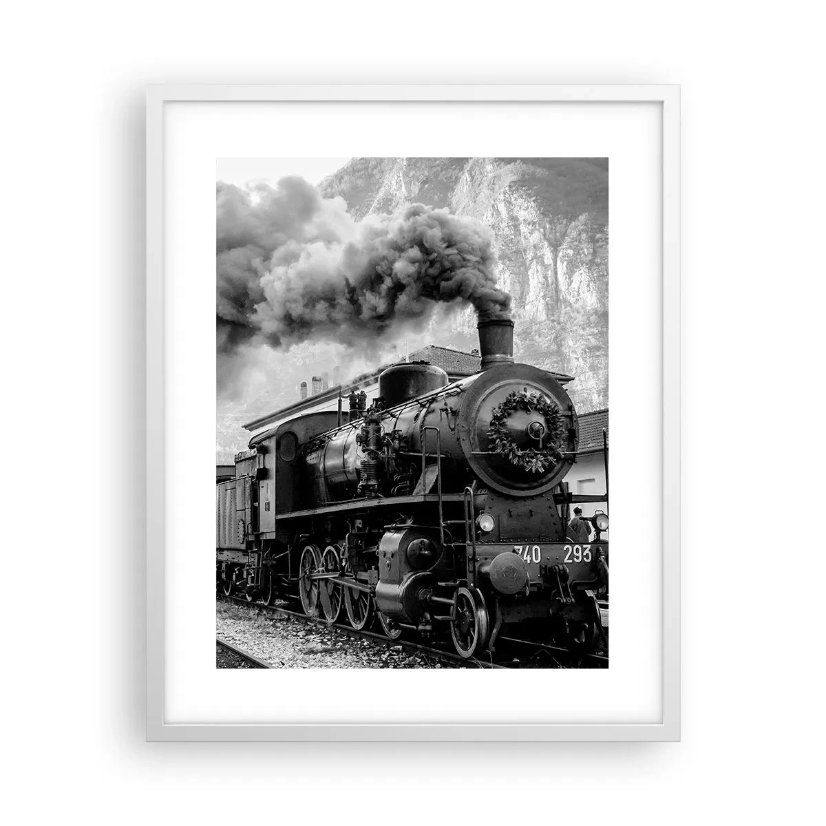 Affiche dans un cadre blanc - Poster - Attend à la gare... - 40x50 cm