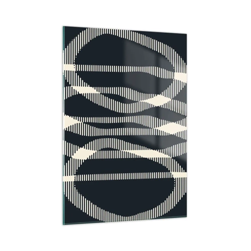 Impression sur verre - Image sur verre - Lignes géométriques dans les tons de noir et de beige - 50x70cm - Une tentative de briser l'obscurité - Décoration murale moderne pour le salon et la chambre ARTTOR
