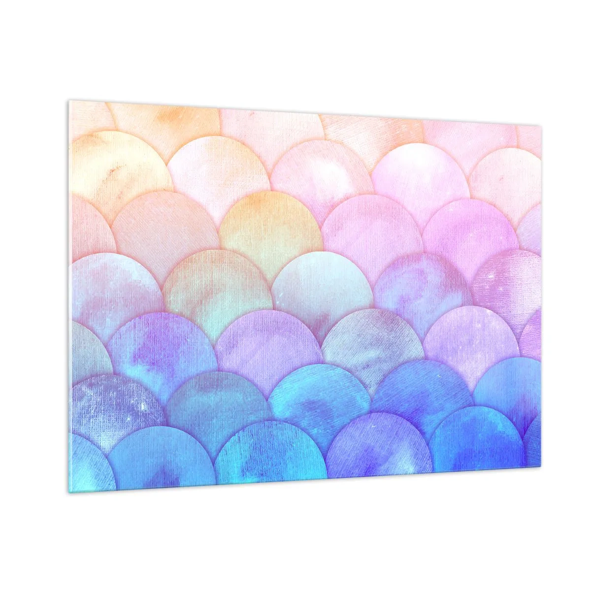Impression sur verre - Image sur verre - Écailles de perles dans des tons pastel de rose, bleu et violet - 100x70cm - Écailles de perles - Décoration murale moderne pour le salon et la chambre ARTTOR