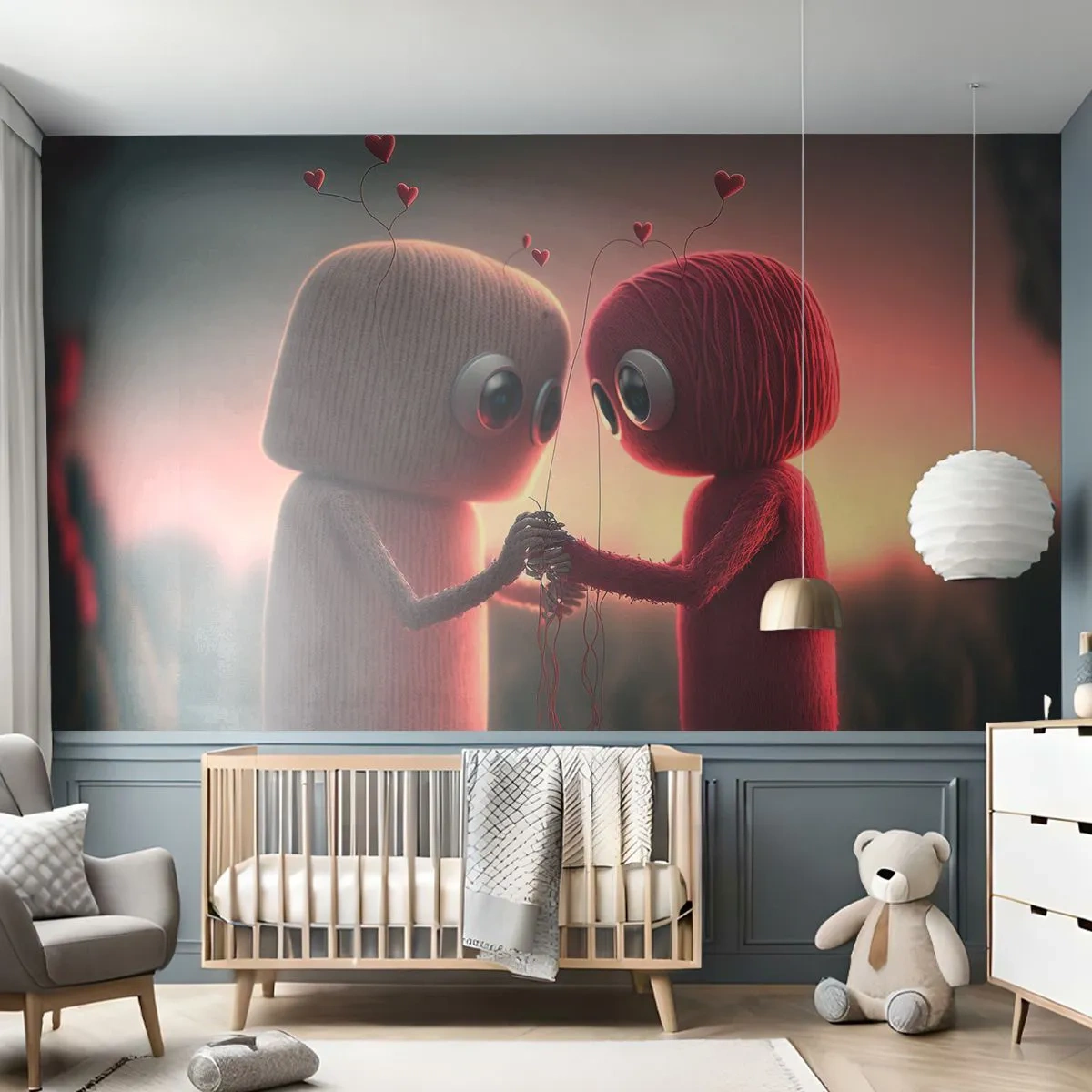 Papier Peint Photo Premium Sand - Deux personnages de fil entrelacés d'amour - 100x70cm - Tout le monde a le droit d'aimer - Décoration murale moderne pour le salon et la chambre ARTTOR