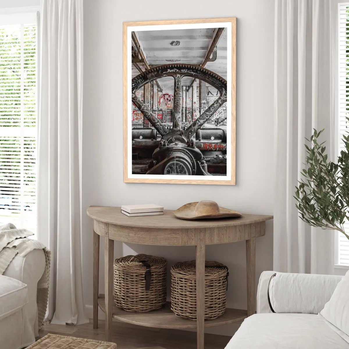 Affiche dans un chêne clair - Poster - Vie secrète d'une usine - 70x100 cm