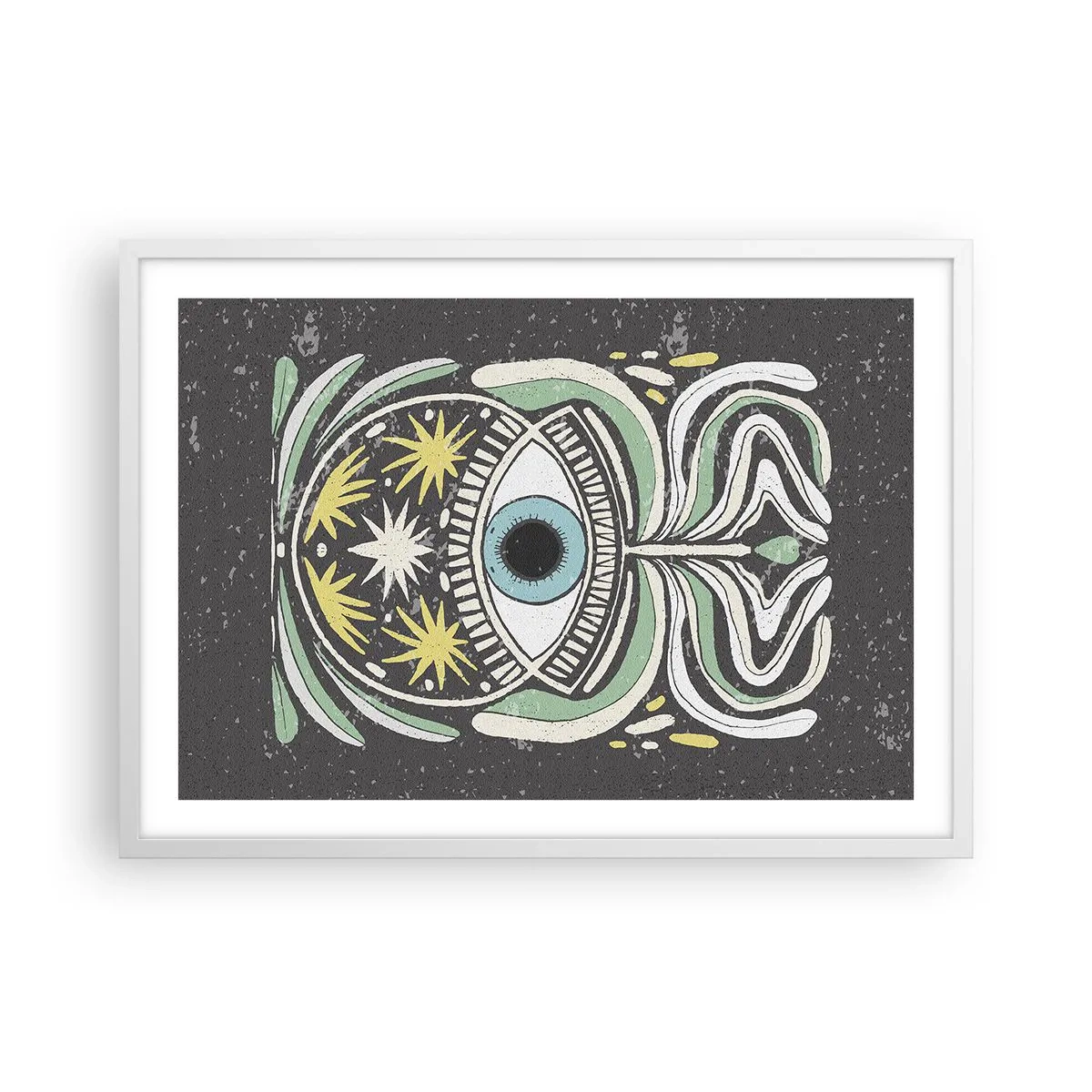 Affiche dans un cadre blanc - Poster - Rituels tribaux - 70x50 cm