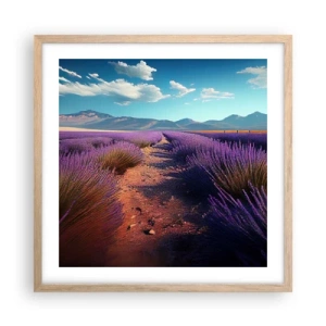 Affiche dans un chêne clair - Poster - Champs parfumés - 50x50 cm