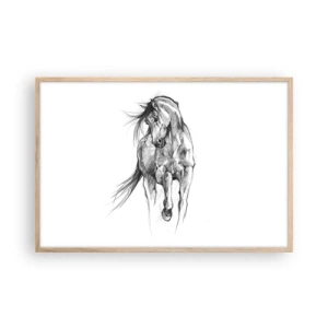 Affiche dans un chêne clair - Poster - D'un trot gracieux - 91x61 cm