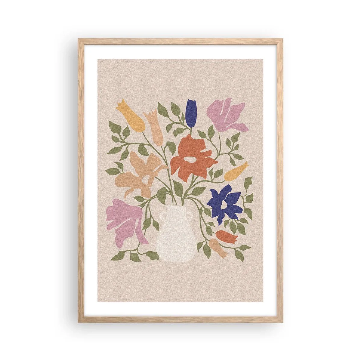 Affiche dans un chêne clair - Poster - Bouquet délicat - 50x70 cm
