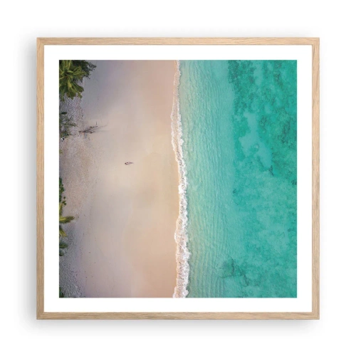 Affiche dans un chêne clair - Poster - Plage paradisiaque - 60x60 cm