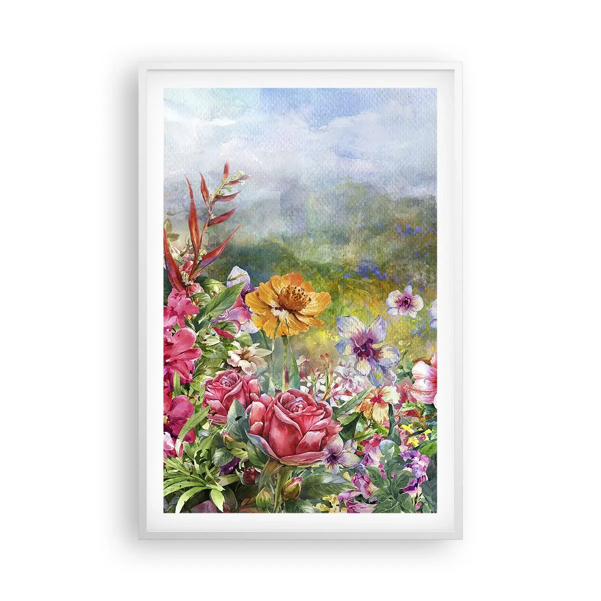 Affiche dans un cadre blanc - Poster - Un jardin devenu fou - 61x91 cm