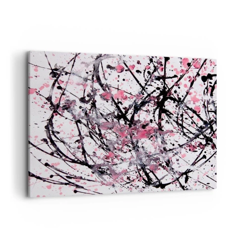 Impression sur toile - Image sur toile - Motif abstrait dans les tons de rose, noir et blanc - 100x70cm - La nature éphémère de la vie - Décoration murale moderne pour le salon et la chambre ARTTOR