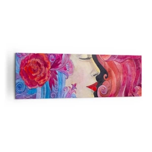 Impression sur toile - Image sur toile - Profil coloré d'une femme dans un style artistique - 160x50cm - L'Art Nouveau est toujours vivant - Décoration murale moderne pour le salon et la chambre ARTTOR