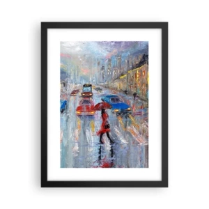 Affiche dans un cadre noir - Poster - Après-midi pluvieux en ville - 30x40 cm