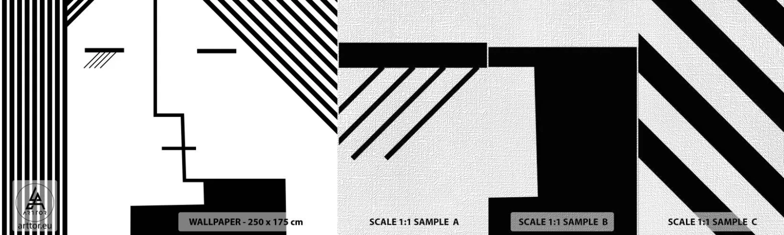 Échantillon de Papier Peint Premium Canvas - Juste un baiser - Art moderne, Noir et blanc, Affronter - 100x30 cm