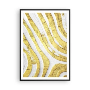 Affiche dans un cadre noir - Poster - Composition en blanc et or - 70x100 cm