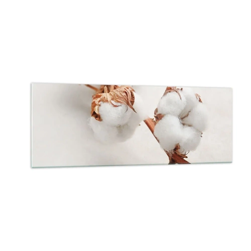 Impression sur verre - Image sur verre - Un brin de coton sur un fond subtil - 140x50cm - Seulement caliner - Décoration murale moderne pour le salon et la chambre ARTTOR