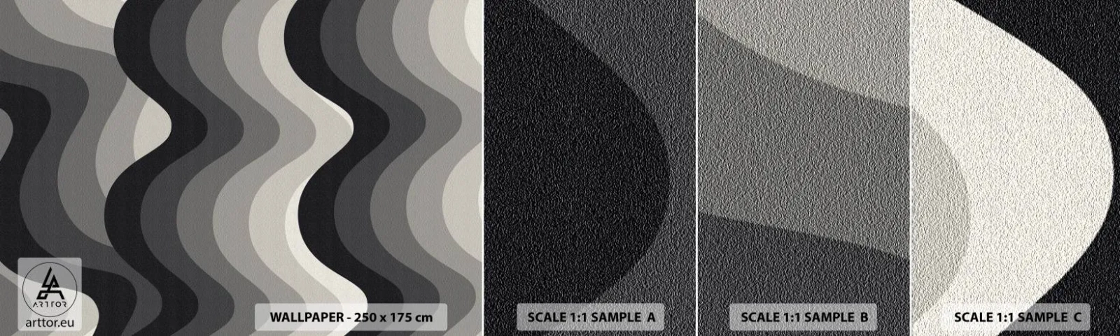 Échantillon De Papier Peint Standard Eco - Vague après vague - Lignes, Vagues, Abstraction - 100x30 cm