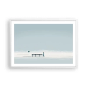 Affiche dans un cadre blanc - Poster - Oui, j'attends. - 70x50 cm