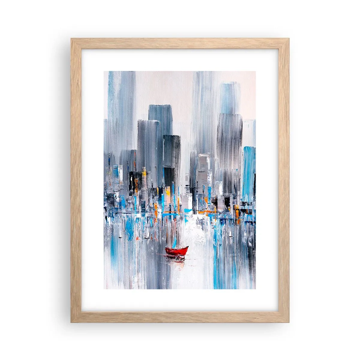Affiche dans un chêne clair - Poster - Une métropole au bord de la baie - 30x40 cm