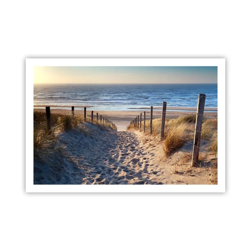 Affiche - Poster - Le bruit de la mer, le chant des oiseaux, une plage sauvage parmi les herbes… - 91x61 cm