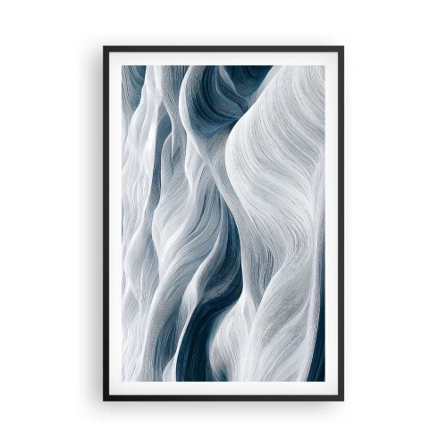 Affiche dans un cadre noir - Poster - Vagues blanches et bleues - 61x91 cm