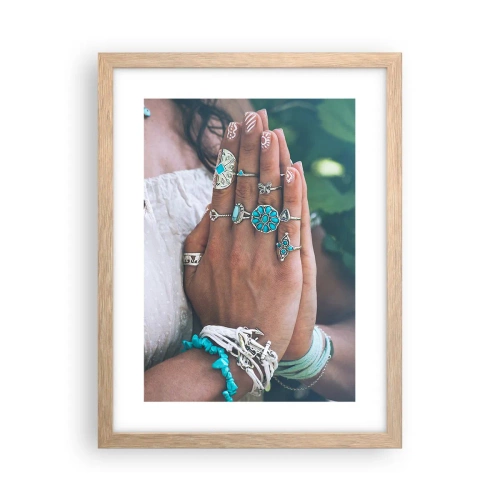 Affiche dans un chêne clair - Poster - Bienvenue au centre du bien-être - 30x40 cm