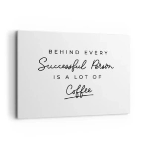 Impression sur toile - Image sur toile - Une citation minimaliste sur le succès et le café sur fond blanc. - 100x70cm - Secret du succès - Décoration murale moderne pour le salon et la chambre ARTTOR
