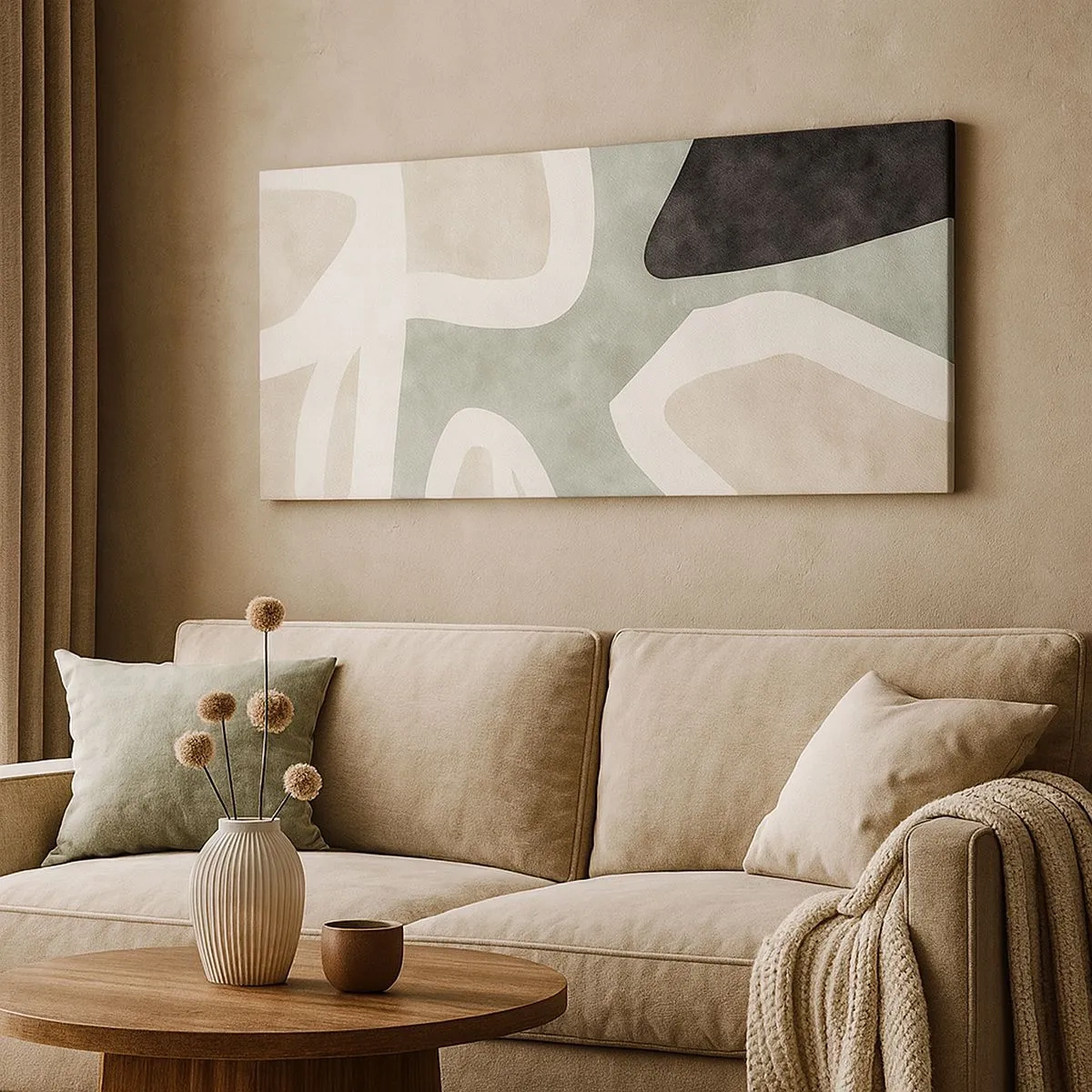 Impression sur toile - Image sur toile - Composition pour motif noir - 100x40 cm