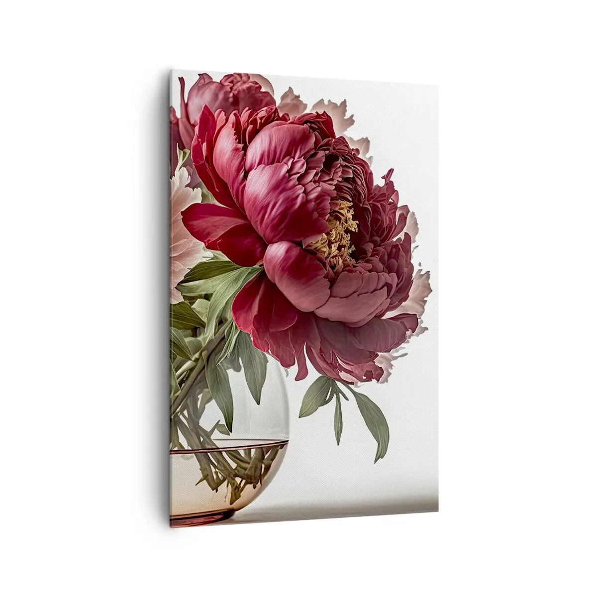 Impression sur toile - Image sur toile - Un bouquet de pivoines dans les tons de rose et de rouge - 80x120cm - En pleine floraison de beauté - Décoration murale moderne pour le salon et la chambre ARTTOR