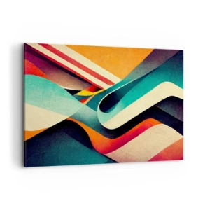 Impression sur toile - Image sur toile - Vagues abstraites colorées dans une composition dynamique - 120x80cm - Composition intense - Décoration murale moderne pour le salon et la chambre ARTTOR