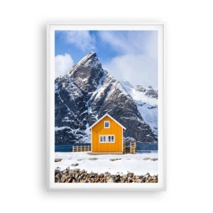 Affiche dans un cadre blanc - Poster - Vacances scandinaves - 70x100 cm