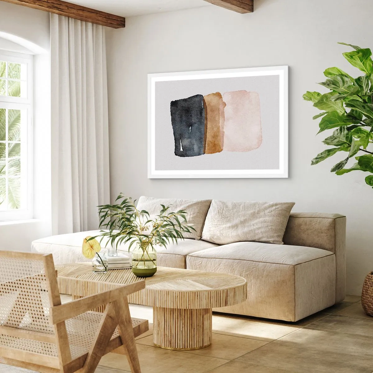 Affiche dans un cadre blanc - Poster - Composition de couleurs de la terre - 70x50 cm