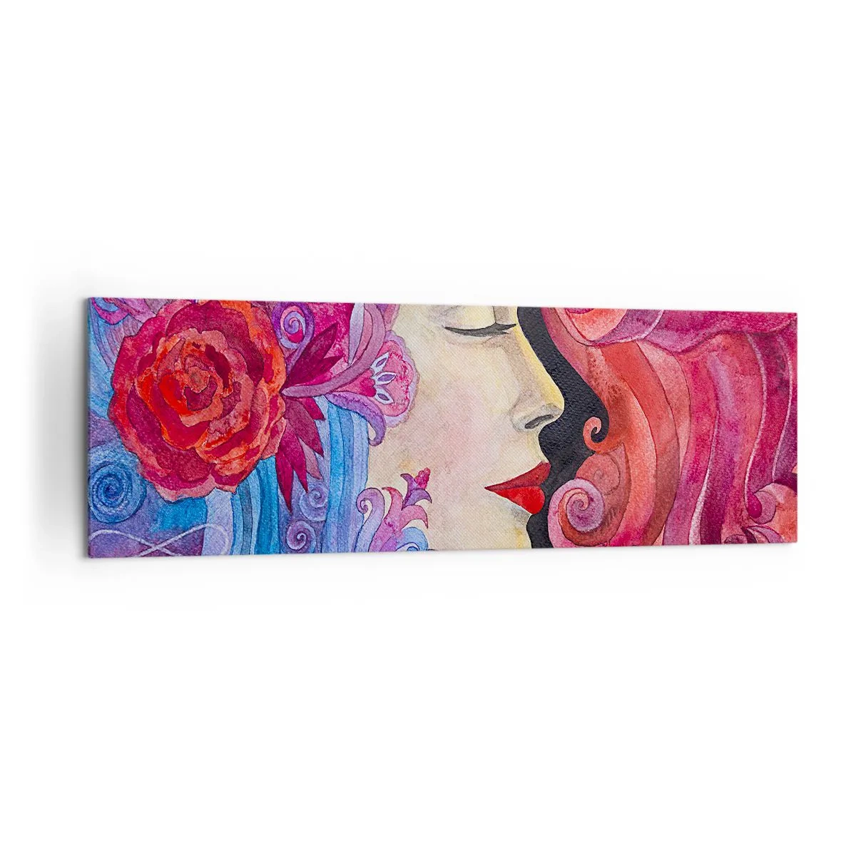 Impression sur toile - Image sur toile - Profil coloré d'une femme dans un style artistique - 160x50cm - L'Art Nouveau est toujours vivant - Décoration murale moderne pour le salon et la chambre ARTTOR