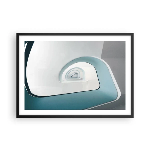 Affiche dans un cadre noir - Poster - Architecture minimaliste aux lignes arrondies - 70x50cm - Au profondeur du bleu - Décoration murale moderne pour le salon et la chambre ARTTOR