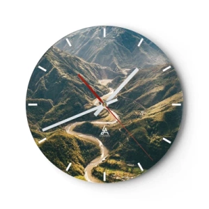 Horloge murale - Pendule murale - Vue aérienne d'une vallée de montagne avec une rivière sinueuse - 30x30cm - Directement du coeur des montagnes - Décoration murale moderne pour le salon, la cuisine et la chambre ARTTOR