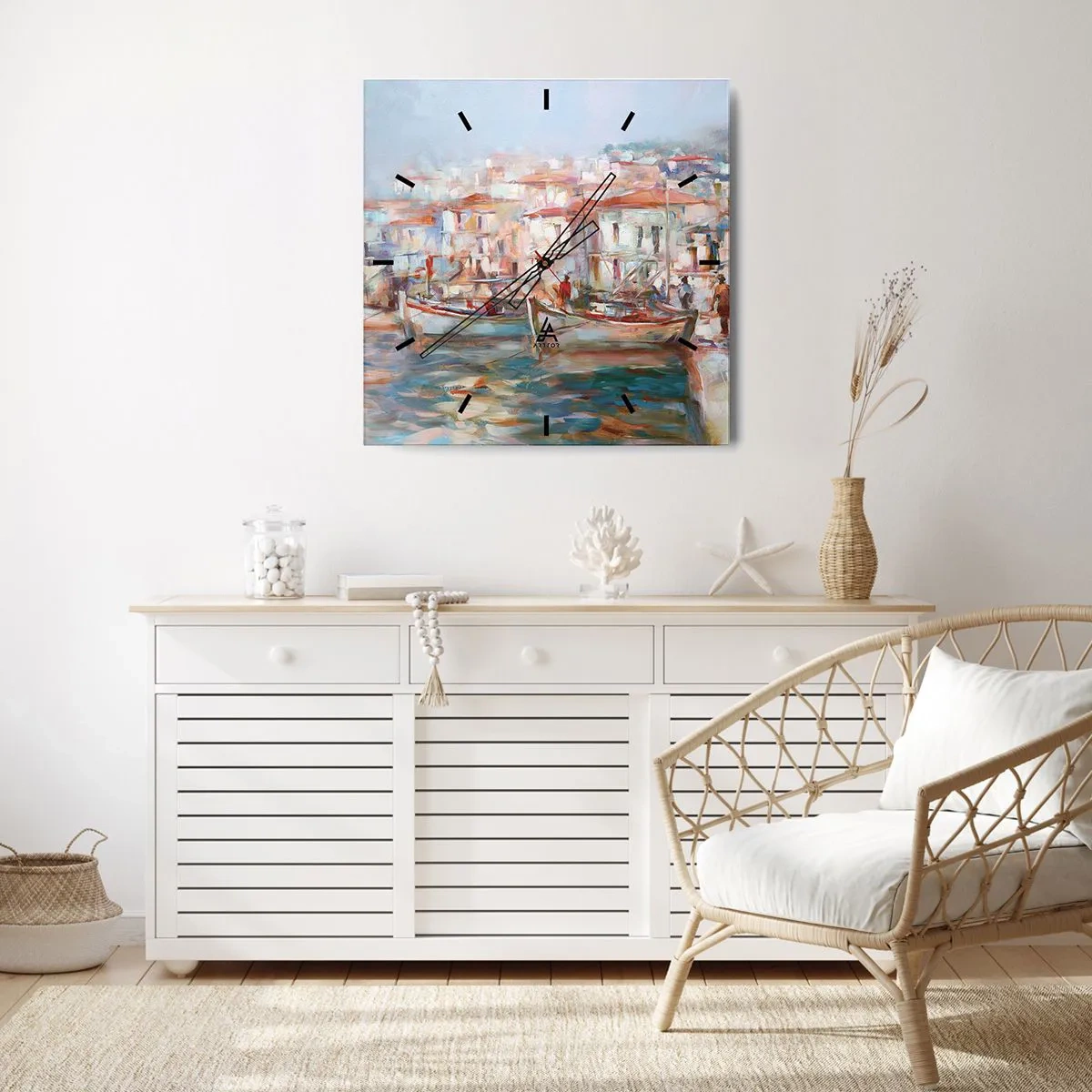 Horloge murale - Pendule murale - Vacances pastelles - 30x30 cm