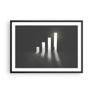 Affiche dans un cadre noir - Poster - Croissance symbolique sous forme de passages éclairés par la lumière - 70x50cm - Succès – impression - Décoration murale moderne pour le salon et la chambre ARTTOR