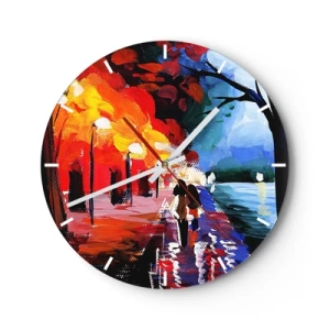 Horloge murale - Pendule murale - Automne flamboyant dans le parc - 40x40 cm