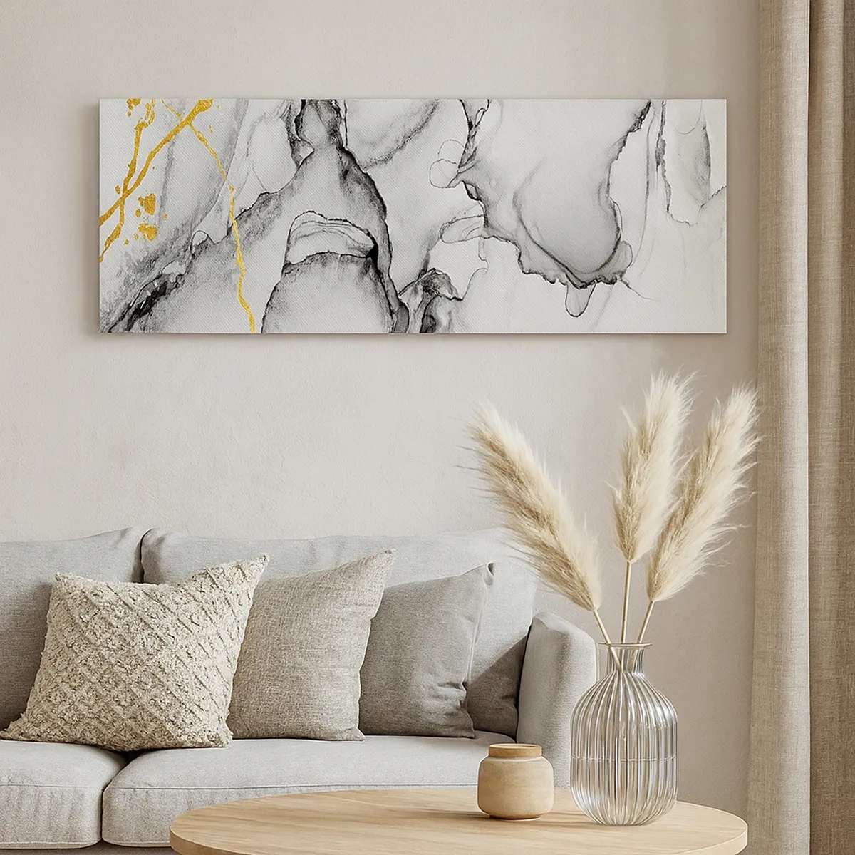 Impression sur toile - Image sur toile - Composition à motif or - 30x30 cm