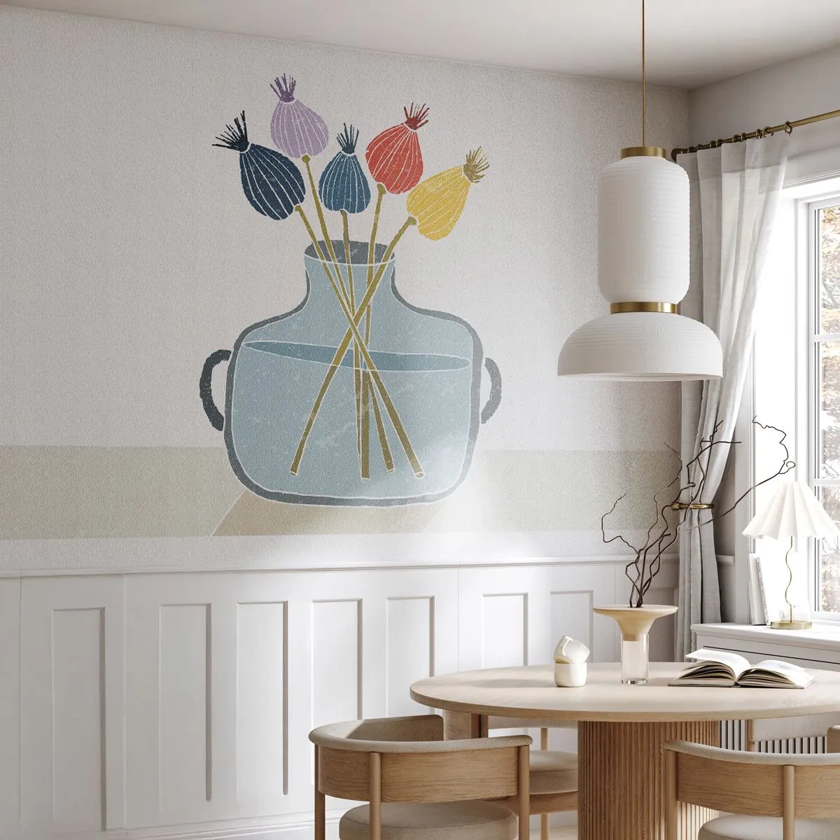 Papier Peint Autocollant Deluxe Sticker - Comme s'il avait semé des graines de pavot - Fleurs, Vase, Minimalisme - 100x70 cm