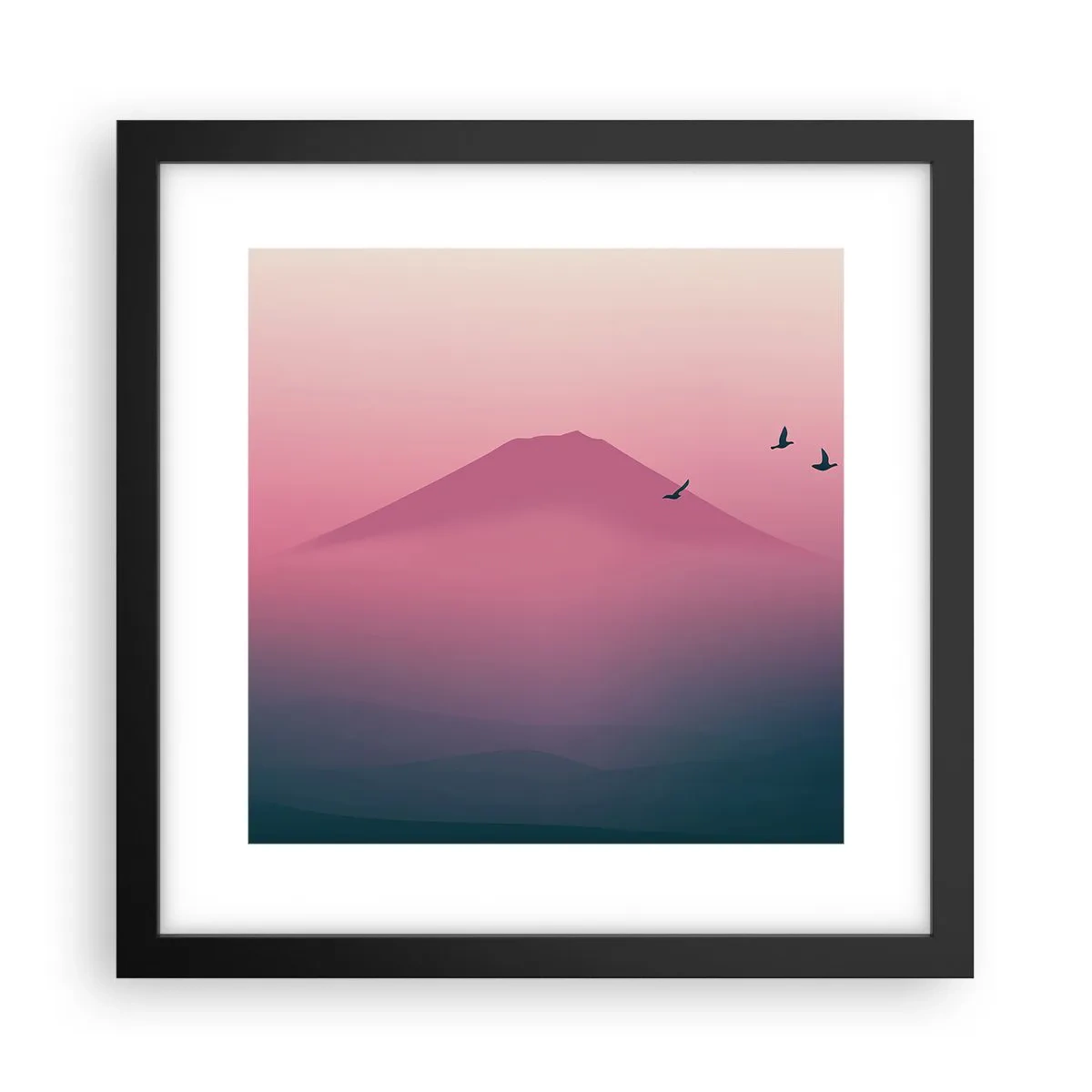 Affiche dans un cadre noir - Poster - Des pèlerins au dessus des nuages - 30x30 cm