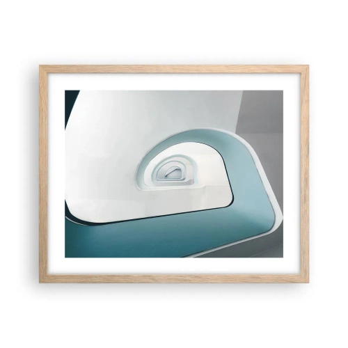 Affiche dans un chêne clair - Poster - Au profondeur du bleu - 50x40 cm