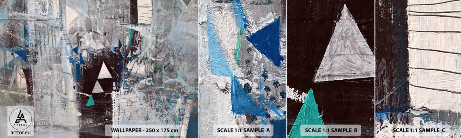Échantillon De Papier Peint Standard Eco - Ordre prioritaire des triangles - Abstraction, Morceau, Modèle moderne - 100x30 cm