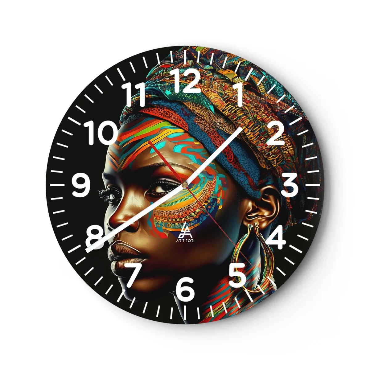 Horloge murale - Pendule murale - reine africaine - 40x40 cm